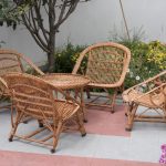 Wicker,Or,Cane,Chairs.,Rattan,Chair,Set,In,The,Garden.
