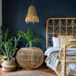 Traditional,Asian,Bedroom,With,Ethnic,Decor,,Lamp,Over,Nightstand,Table,
