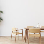 Dining,Room,Wall,Mock,Up,With,Areca,Palm,,Dining,Set,